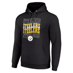 Pittsburgh Steelers Starter Four Team Name Logo Fleece Pullover Hoodie Black