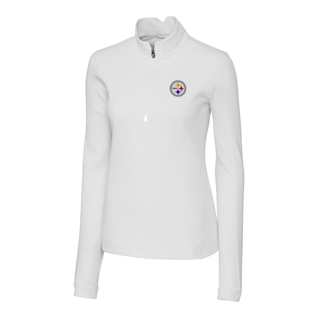 Pittsburgh Steelers Cutter & Buck Women's Traverse Stretch Quarter-Zip Pullover Top White