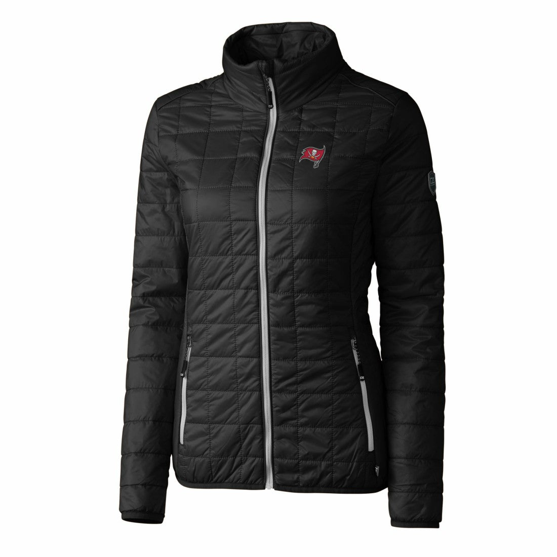 Tampa Bay Buccaneers Cutter & Buck Women's Rainier PrimaLoft Eco Insulated Full-Zip Puffer Jacket Black
