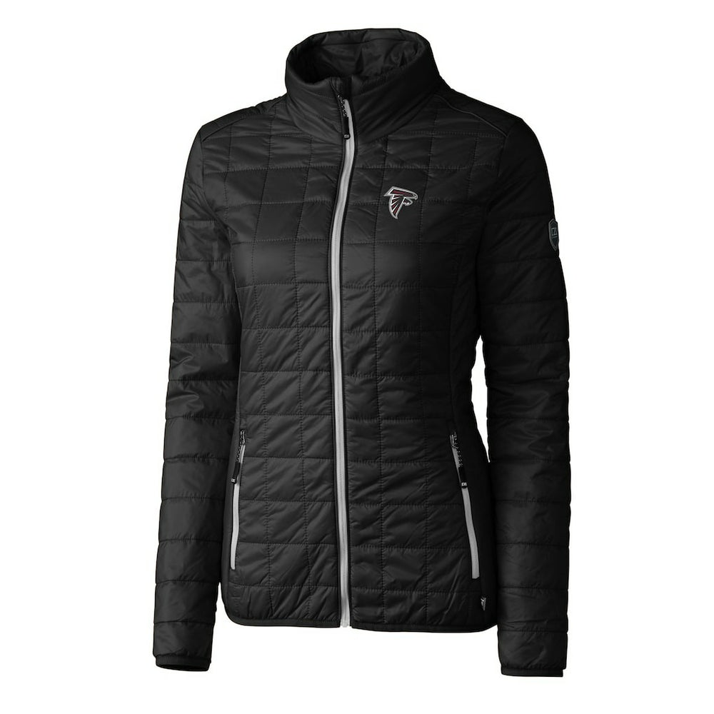 Atlanta Falcons Cutter & Buck Women's Rainier PrimaLoft Eco Insulated Full-Zip Puffer Jacket Black