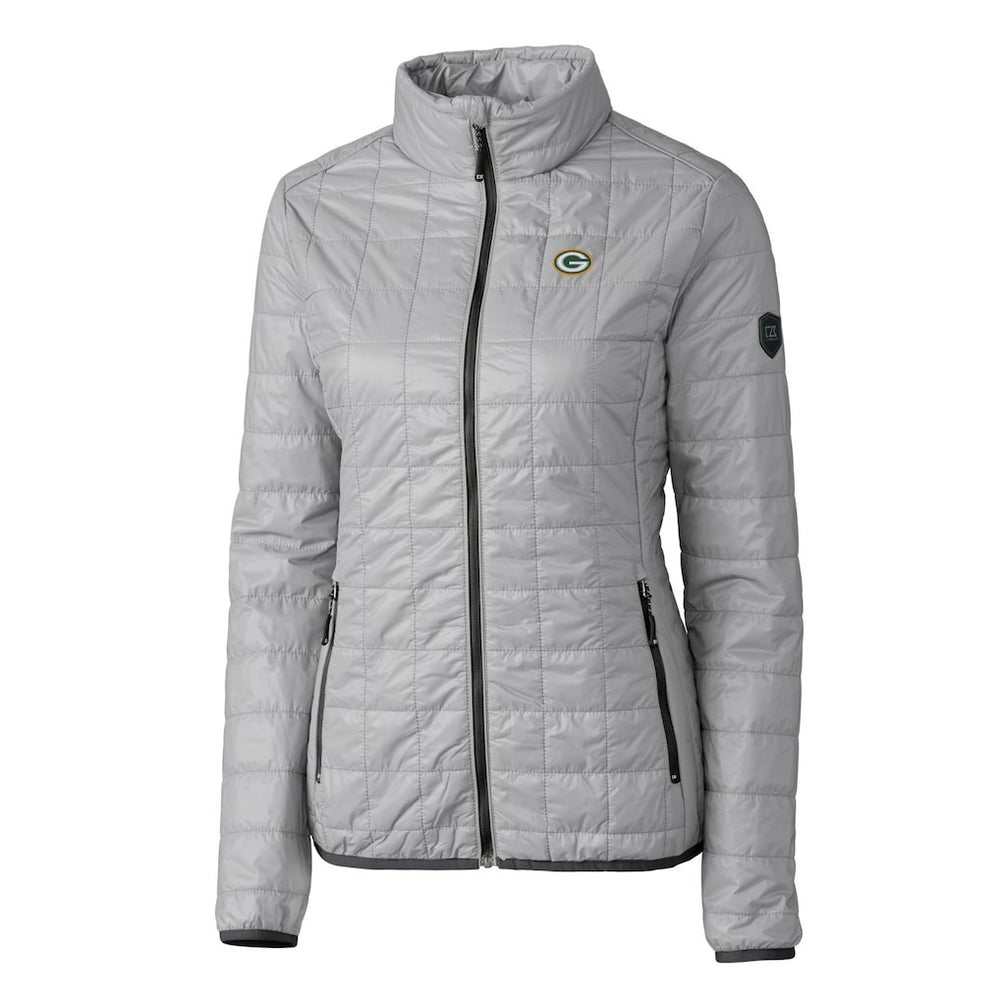 Green Bay Packers Cutter & Buck Women's Rainier PrimaLoft Eco Insulated Full-Zip Puffer Jacket Gray