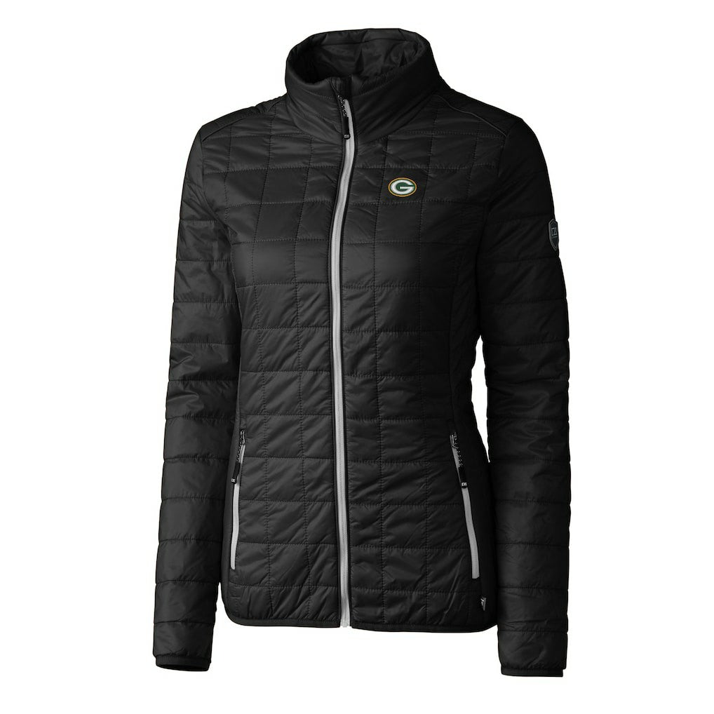 Green Bay Packers Cutter & Buck Women's Rainier PrimaLoft Eco Insulated Full-Zip Puffer Jacket Black