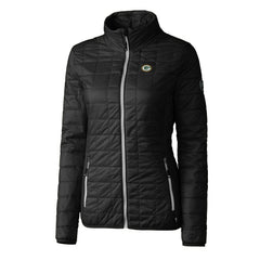 Green Bay Packers Cutter & Buck Women's Rainier PrimaLoft Eco Insulated Full-Zip Puffer Jacket Black