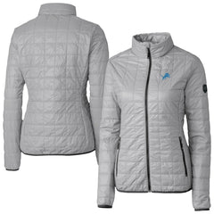 Detroit Lions Cutter & Buck Women's Rainier PrimaLoft Eco Insulated Full-Zip Puffer Jacket Gray