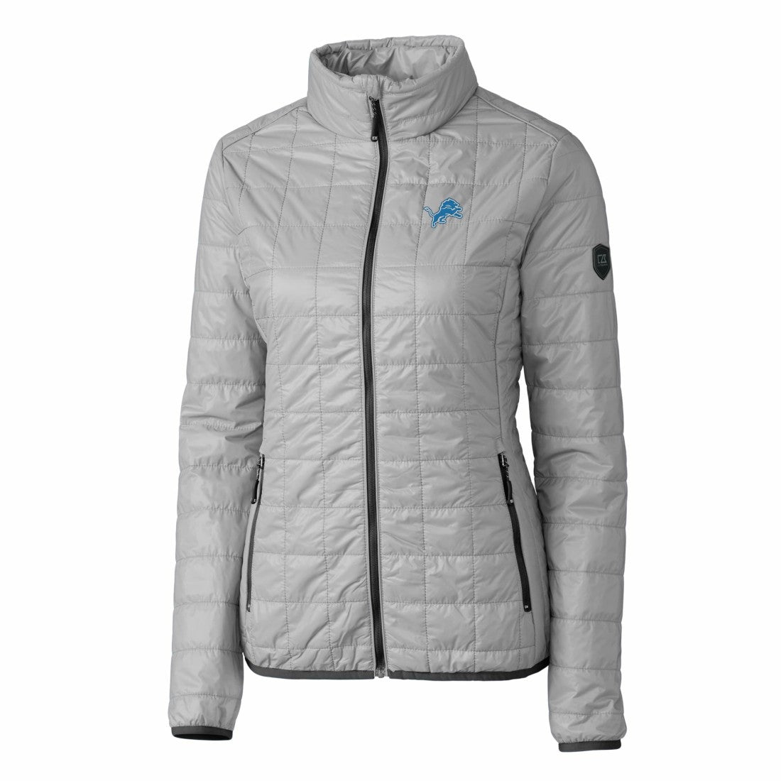 Detroit Lions Cutter & Buck Women's Rainier PrimaLoft Eco Insulated Full-Zip Puffer Jacket Gray
