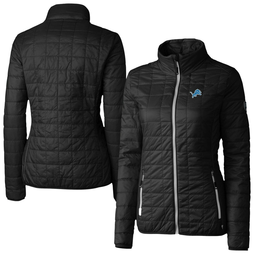 Detroit Lions Cutter & Buck Women's Rainier PrimaLoft Eco Insulated Full-Zip Puffer Jacket Black