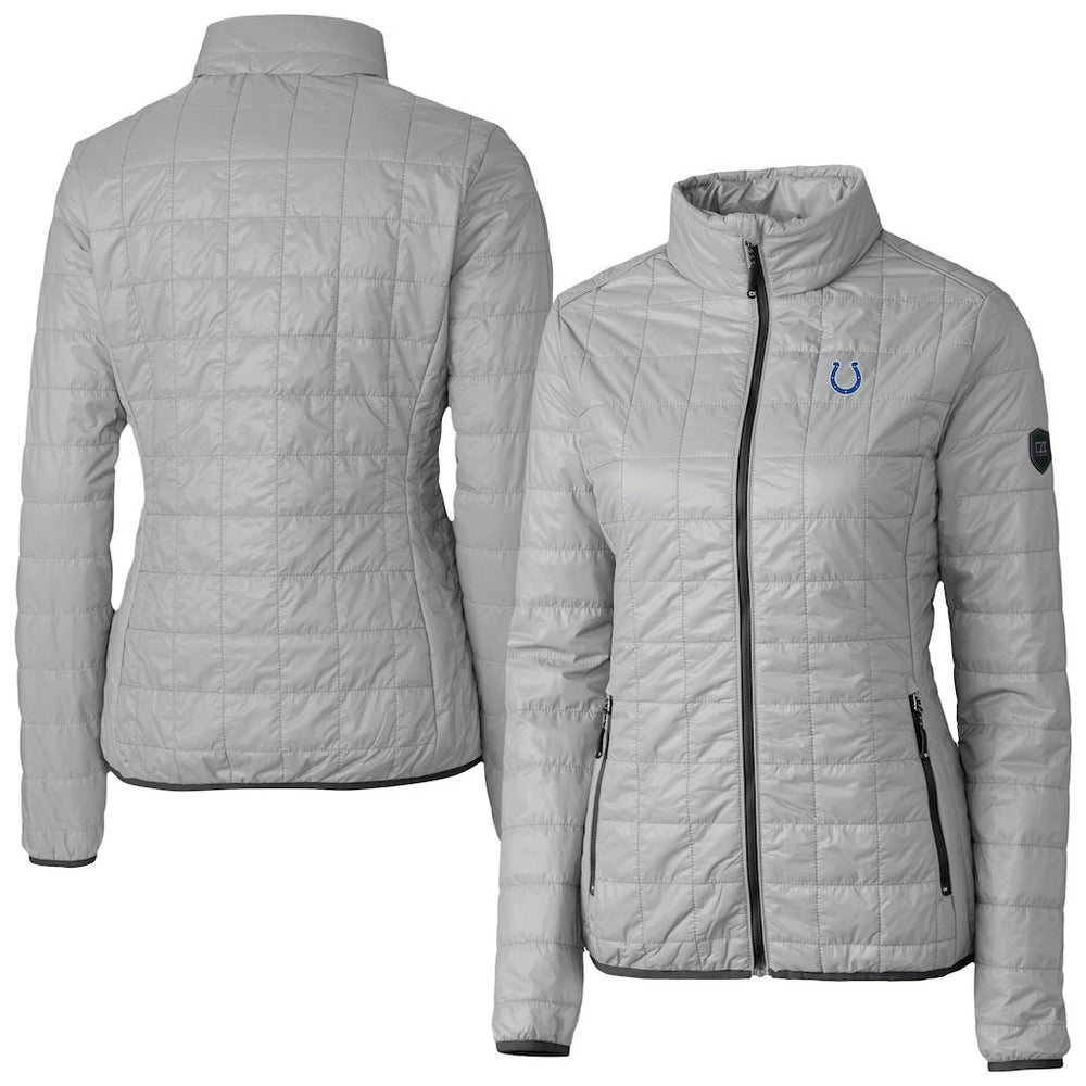 Indianapolis Colts Cutter & Buck Women's Rainier PrimaLoft Eco Insulated Full-Zip Puffer Jacket Gray