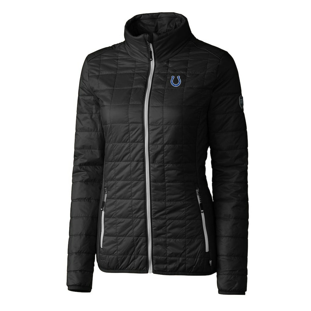 Indianapolis Colts Cutter & Buck Women's Rainier PrimaLoft Eco Insulated Full-Zip Puffer Jacket Black
