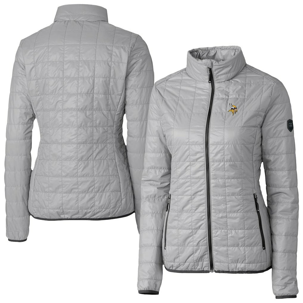 Minnesota Vikings Cutter & Buck Women's Rainier PrimaLoft Eco Insulated Full-Zip Puffer Jacket Gray
