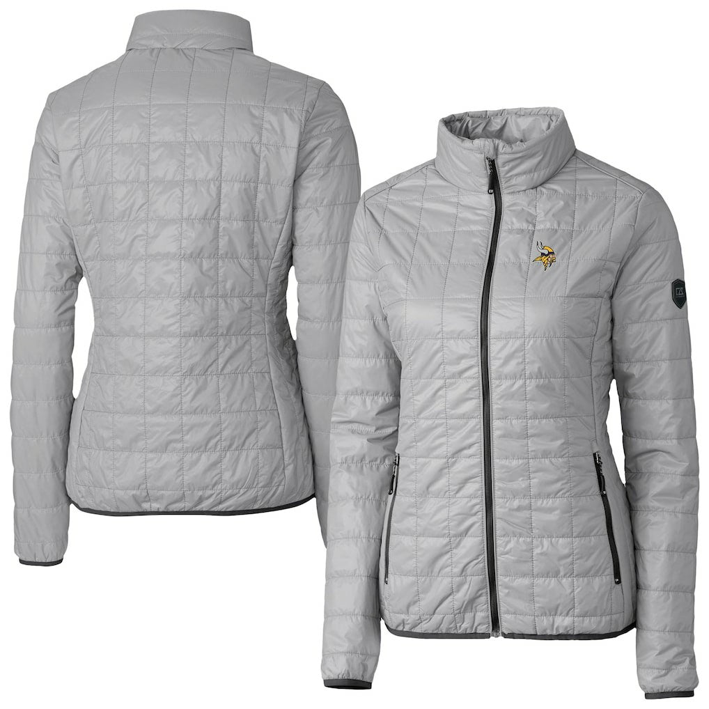 Minnesota Vikings Cutter & Buck Women's Rainier PrimaLoft Eco Insulated Full-Zip Puffer Jacket Gray