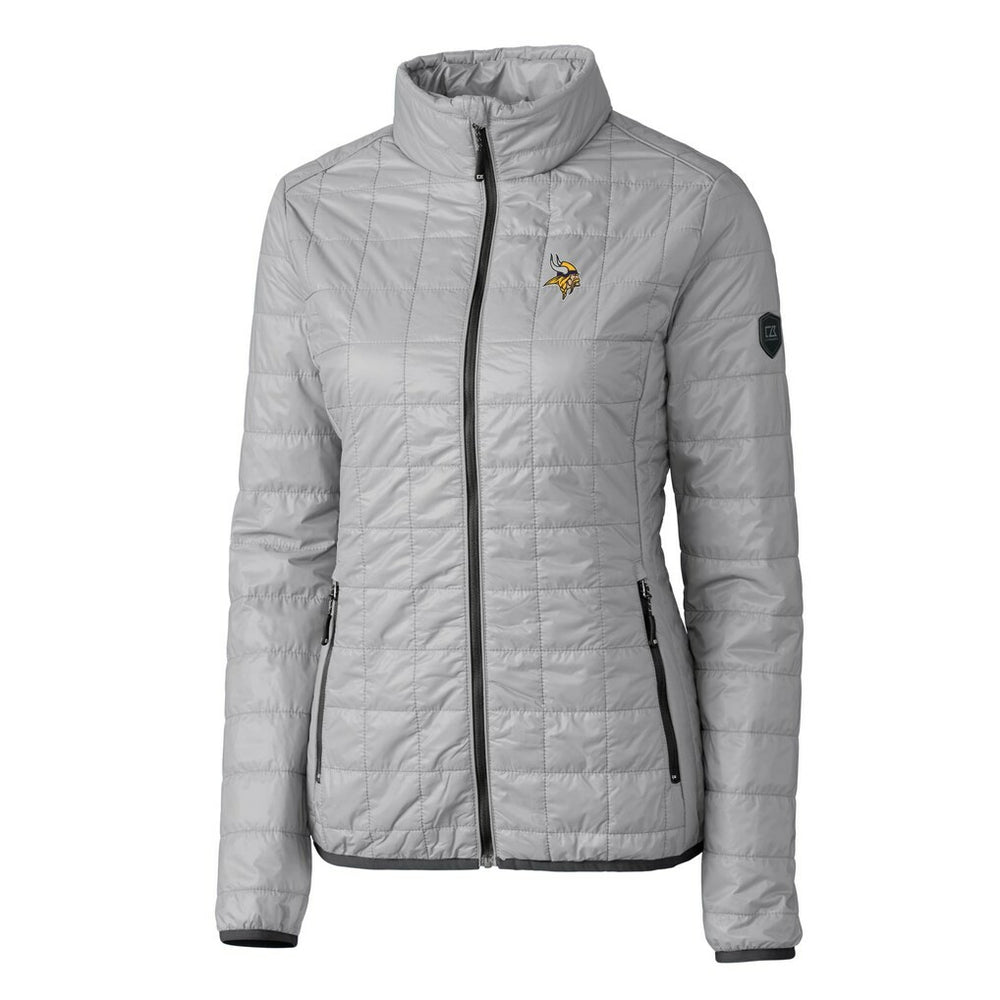 Minnesota Vikings Cutter & Buck Women's Rainier PrimaLoft Eco Insulated Full-Zip Puffer Jacket Gray