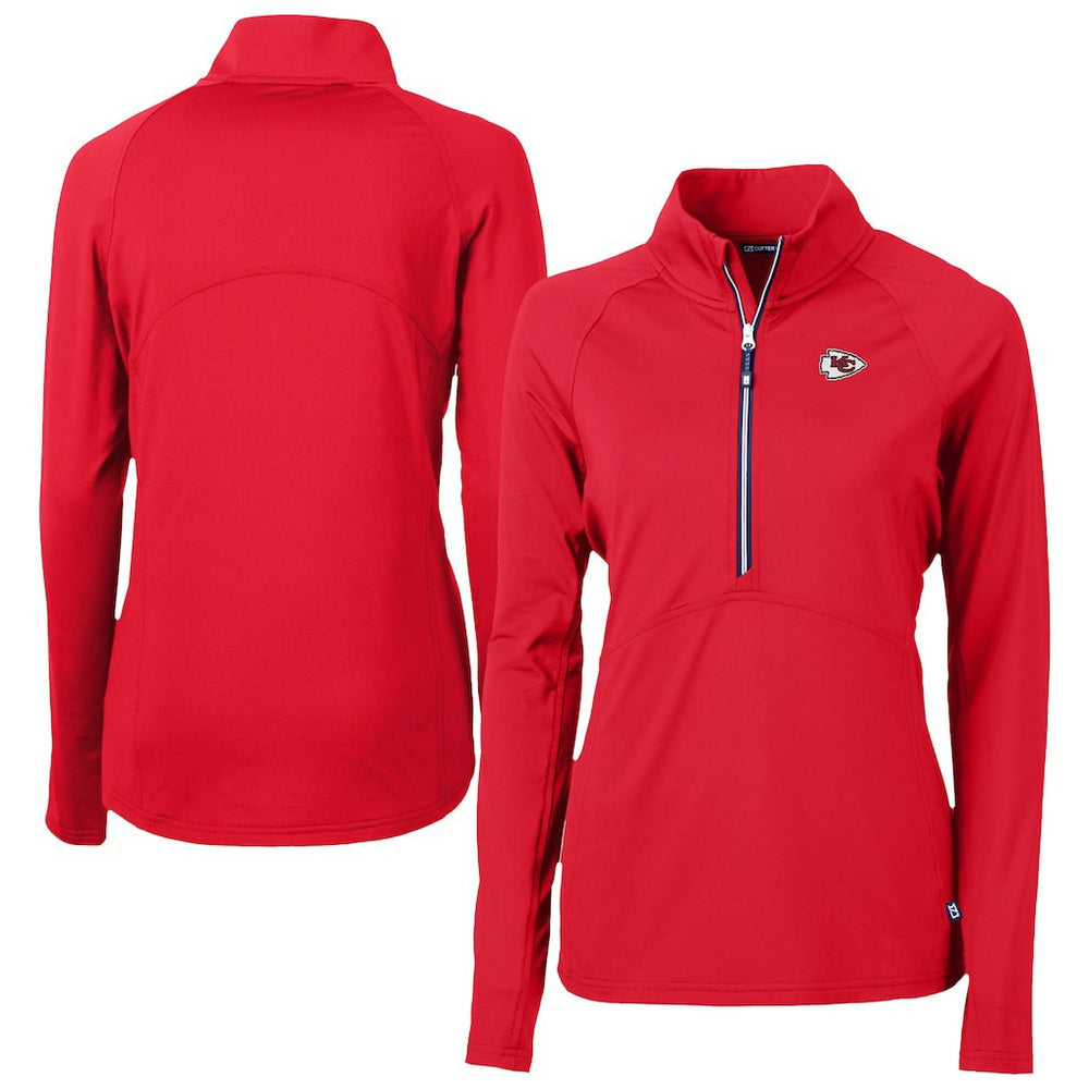 Kansas City Chiefs Cutter & Buck Women's Adapt Eco Knit Stretch Recycled Half-Zip Pullover Top Red