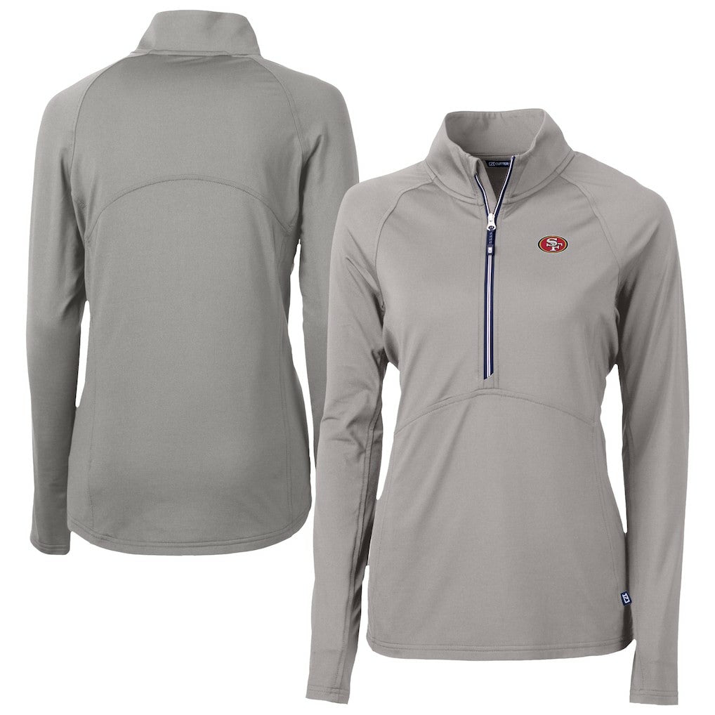 San Francisco 49ers Cutter & Buck Women's Adapt Eco Knit Stretch Recycled Half-Zip Pullover Top Gray