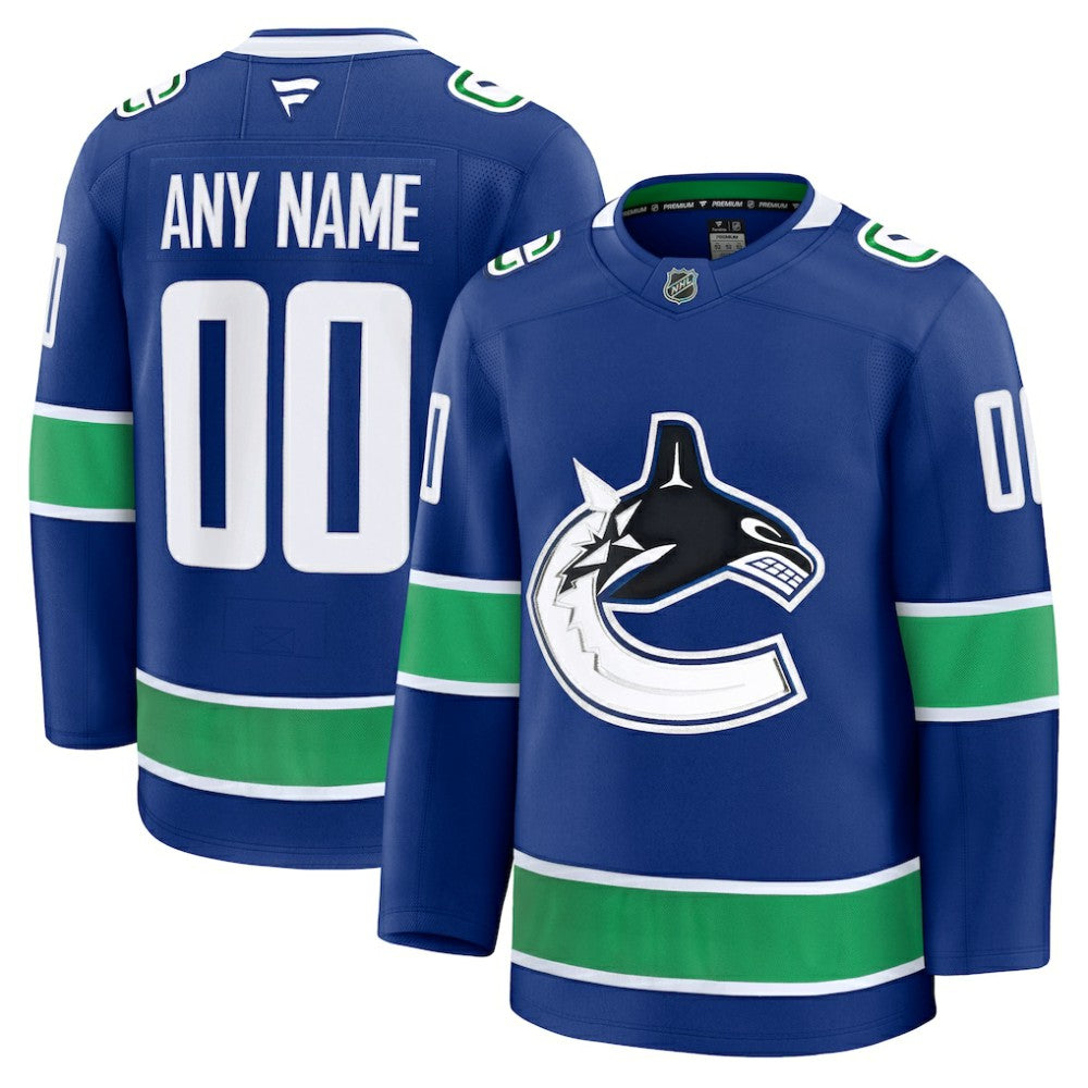 Vancouver Canucks Fanatics Home Premium Custom Jersey - Blue - NHL 202055733