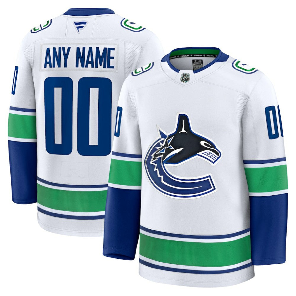 Vancouver Canucks Fanatics Away Premium Custom Jersey - White - NHL 202055743