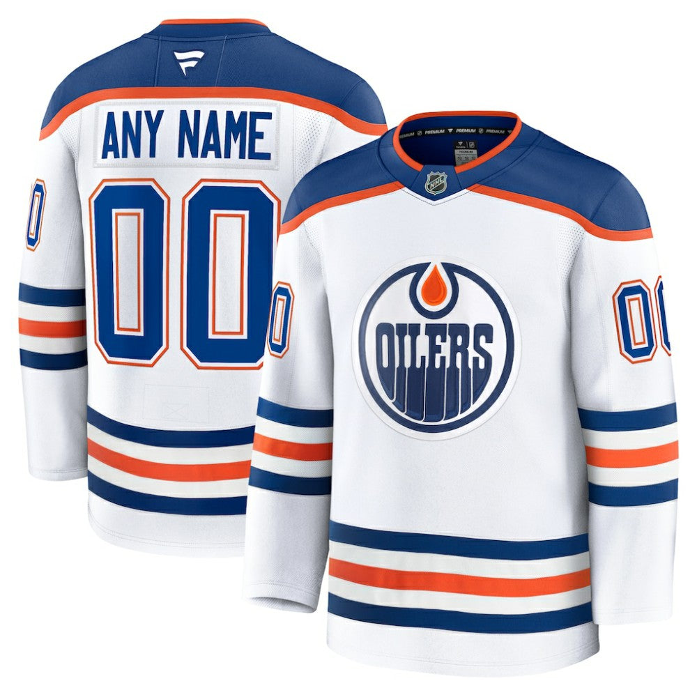 Edmonton Oilers Fanatics Away Premium Custom Jersey - White - NHL 202055769