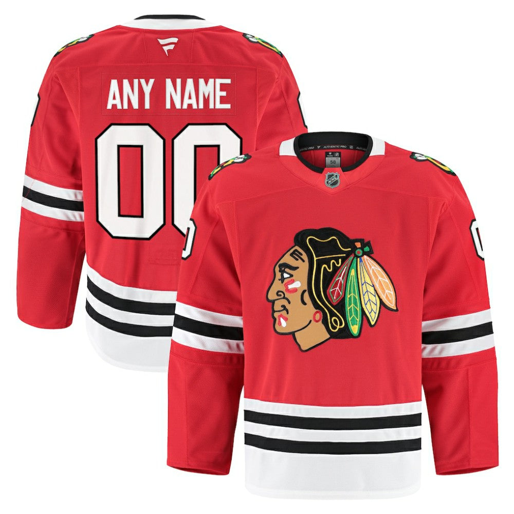 Chicago Blackhawks Fanatics Home Authentic Pro Custom Jersey - Red - NHL 202056756