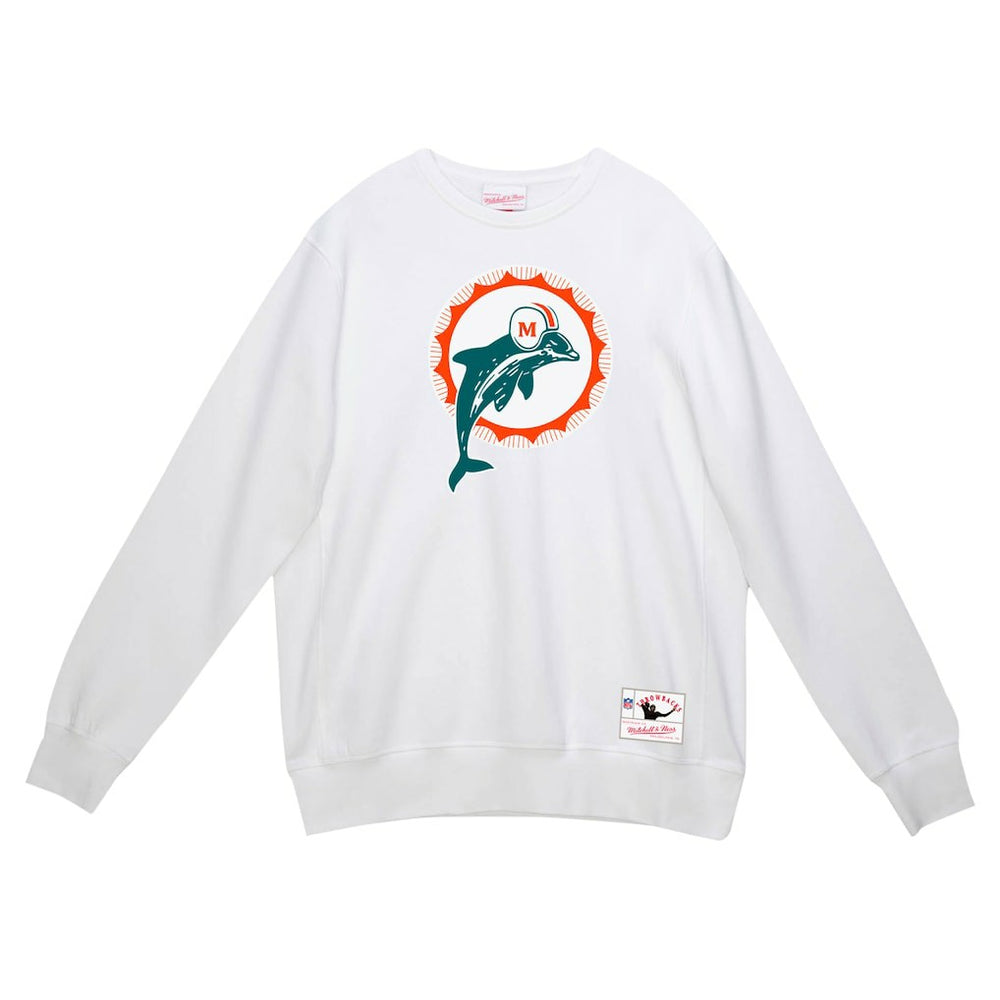 Mitchell & Ness Miami Dolphins Basic Fleece Pullover Sweatshirt White