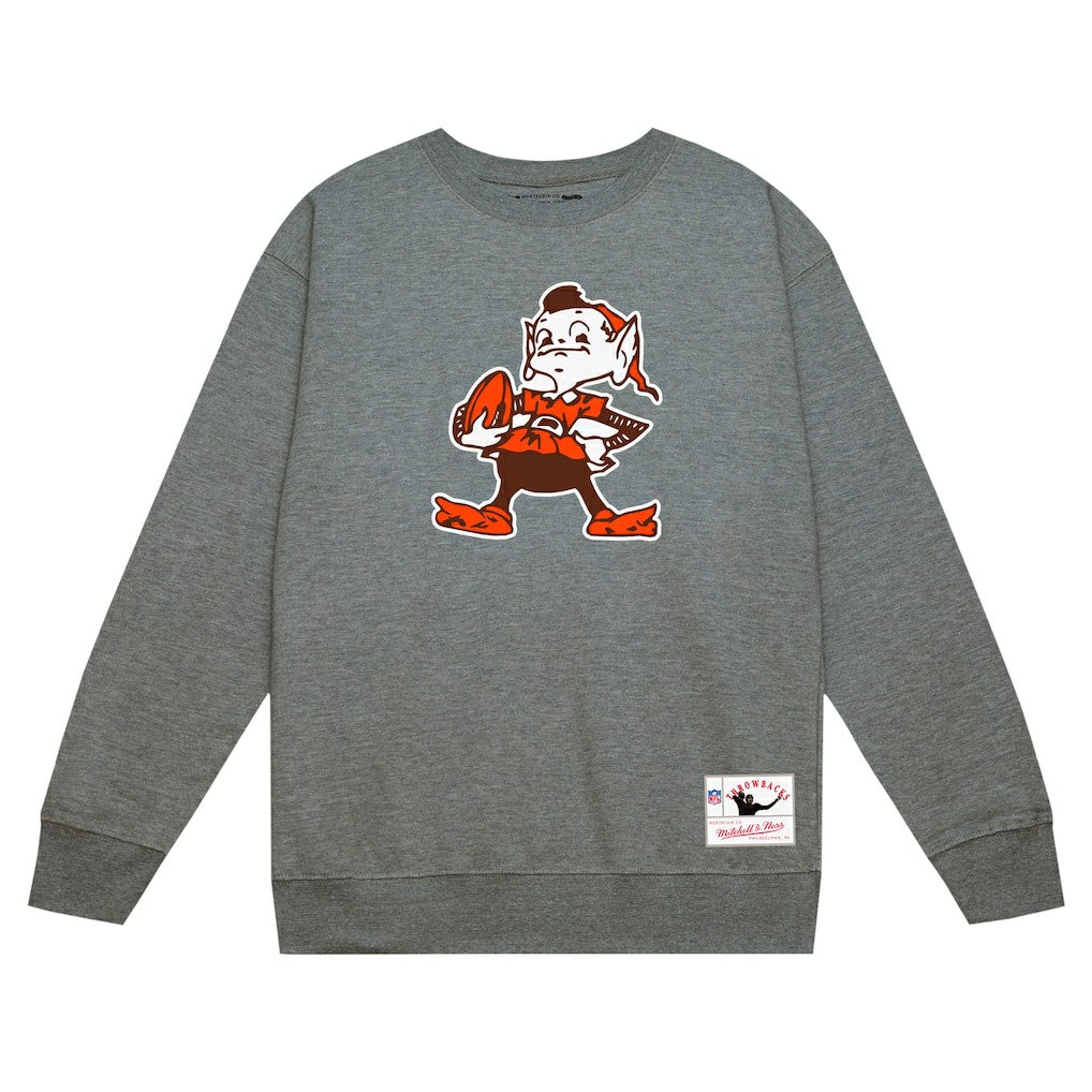 Mitchell & Ness Cleveland Browns Basic Fleece Pullover Sweatshirt Heather Gray