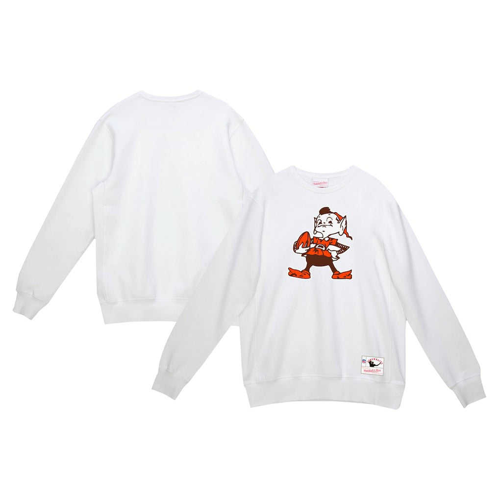 Mitchell & Ness Cleveland Browns Basic Fleece Pullover Sweatshirt White