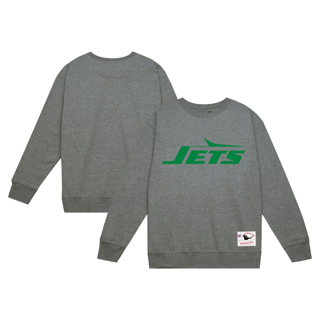 Mitchell & Ness New York Jets Basic Fleece Pullover Sweatshirt Heather Gray