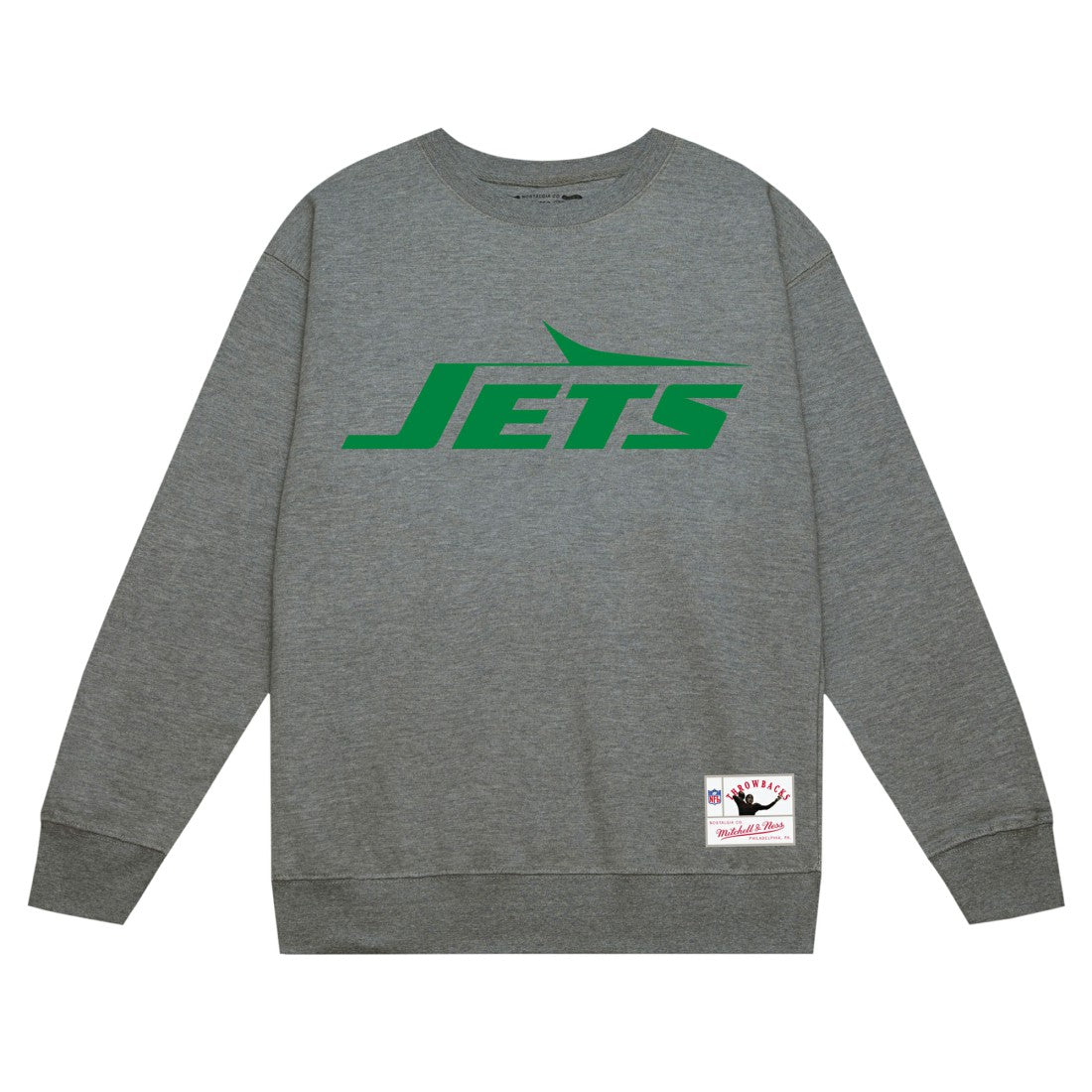 Mitchell & Ness New York Jets Basic Fleece Pullover Sweatshirt Heather Gray