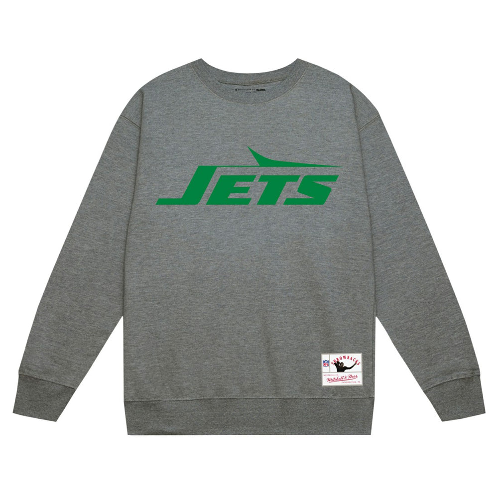 Mitchell & Ness New York Jets Basic Fleece Pullover Sweatshirt Heather Gray