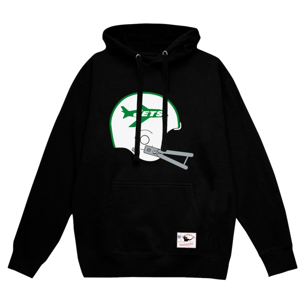 Mitchell & Ness New York Jets Helmet Logo Vintage Pullover Hoodie Black
