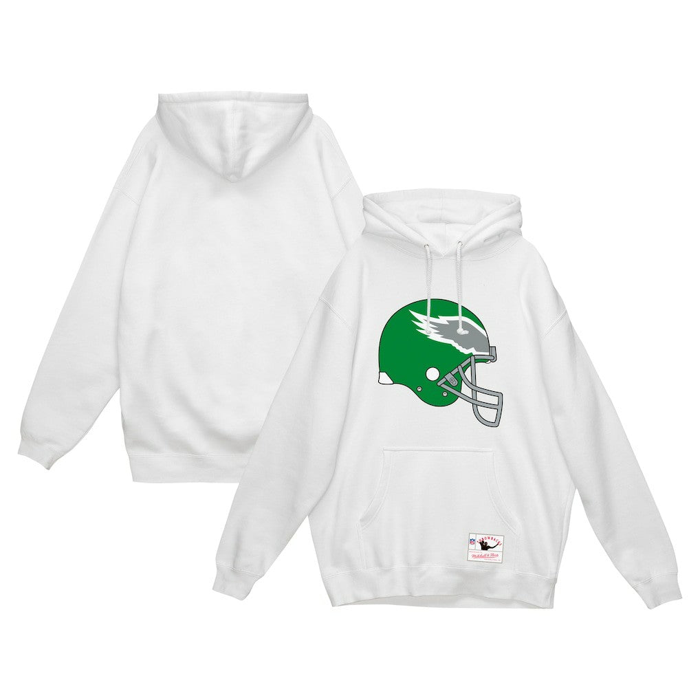 Mitchell & Ness Philadelphia Eagles Helmet Logo Vintage Pullover Hoodie White