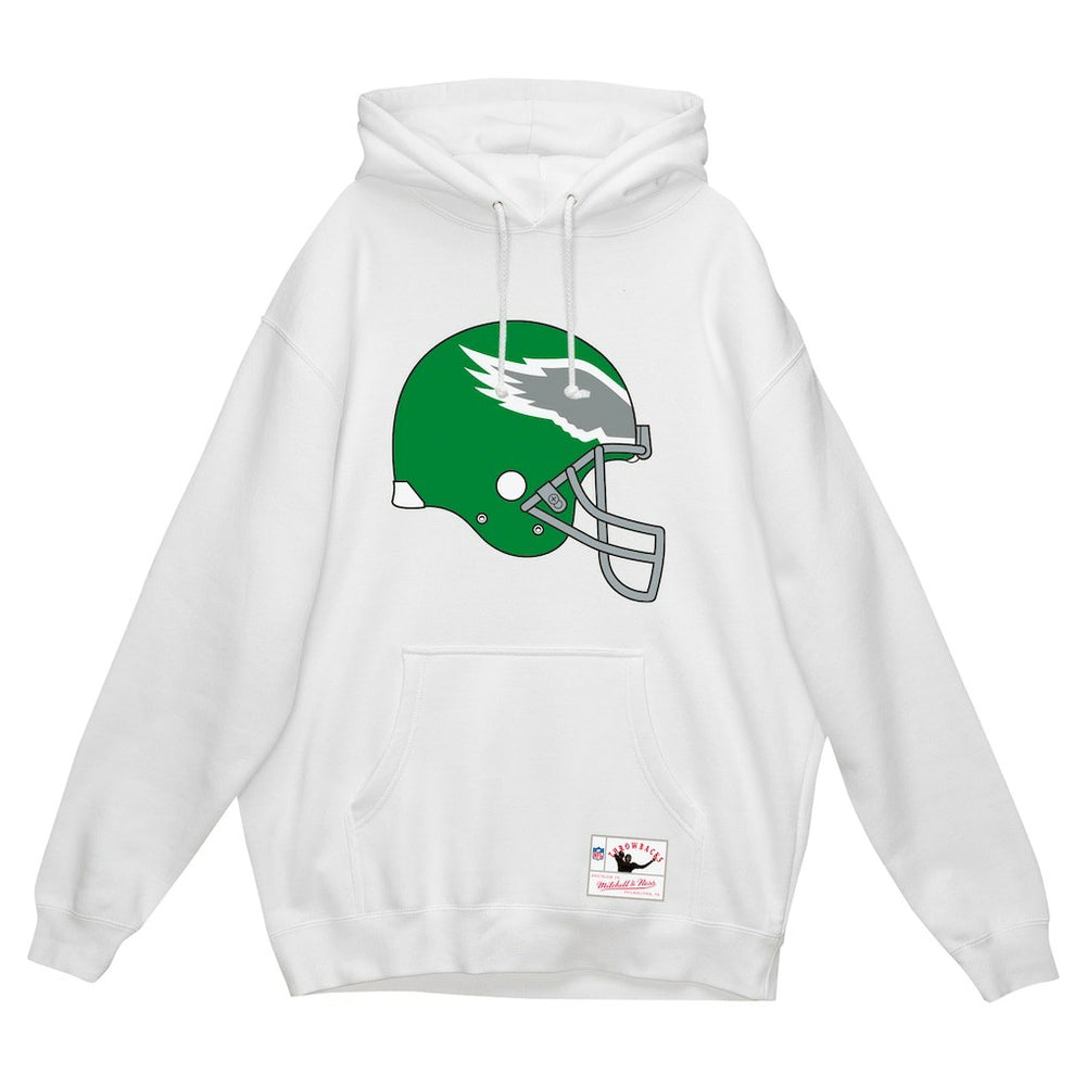 Mitchell & Ness Philadelphia Eagles Helmet Logo Vintage Pullover Hoodie White