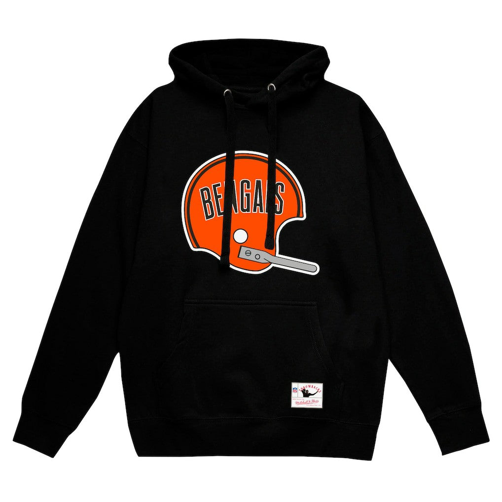 Mitchell & Ness Cincinnati Bengals Helmet Logo Vintage Pullover Hoodie Black