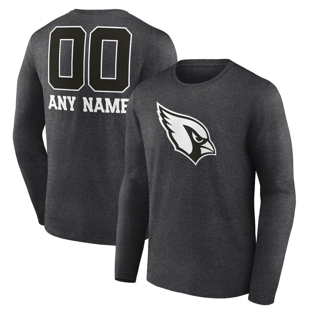 Arizona Cardinals Personalized Name & Number Monochrome Long Sleeve T-Shirt Charcoal