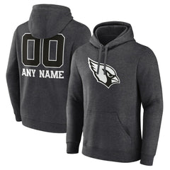 Arizona Cardinals Personalized Name & Number Monochrome Pullover Hoodie Charcoal
