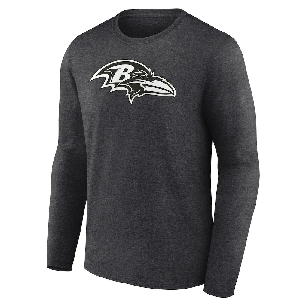 Baltimore Ravens Personalized Name & Number Monochrome Long Sleeve T-Shirt Charcoal