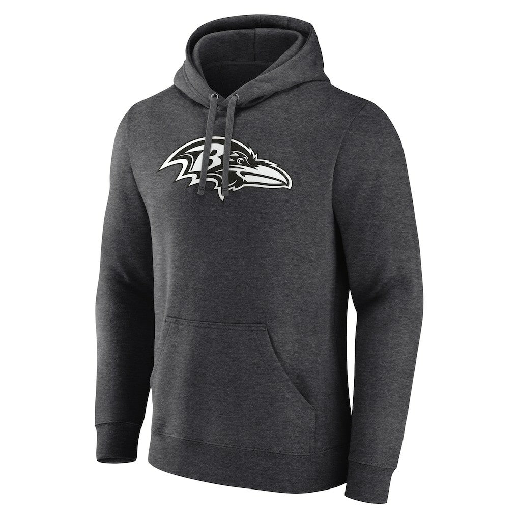 Baltimore Ravens Personalized Name & Number Monochrome Pullover Hoodie Charcoal