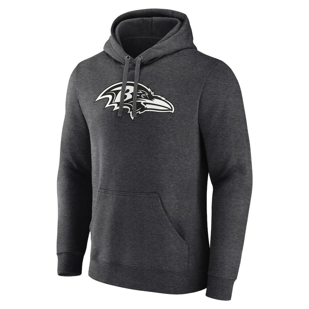 Baltimore Ravens Personalized Name & Number Monochrome Pullover Hoodie Charcoal