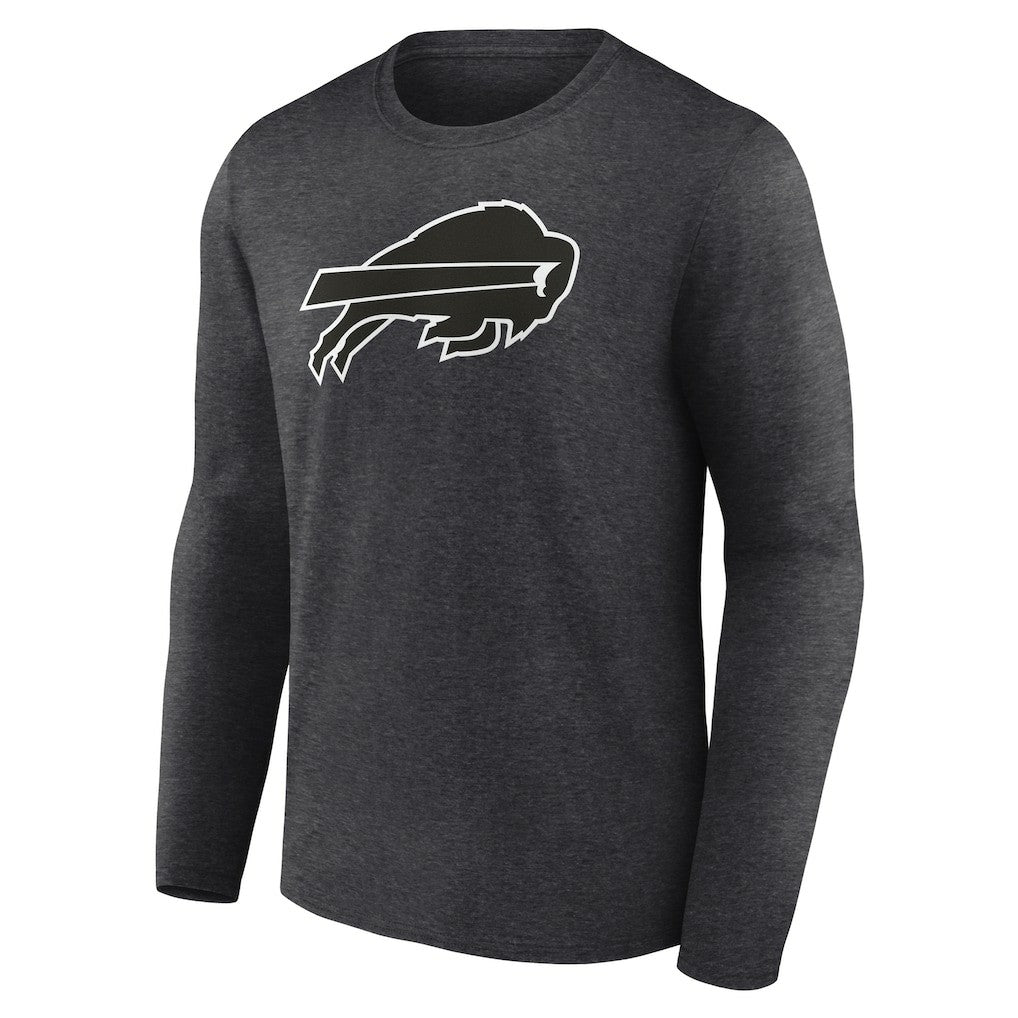 Buffalo Bills Personalized Name & Number Monochrome Long Sleeve T-Shirt Charcoal
