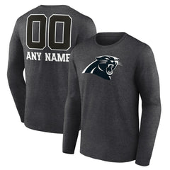 Carolina Panthers Personalized Name & Number Monochrome Long Sleeve T-Shirt Charcoal