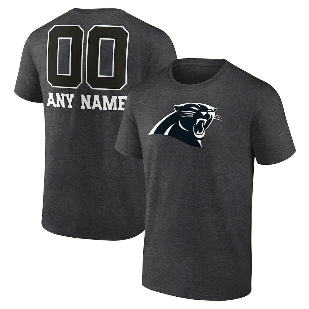 Carolina Panthers Personalized Name & Number Monochrome T-Shirt Charcoal
