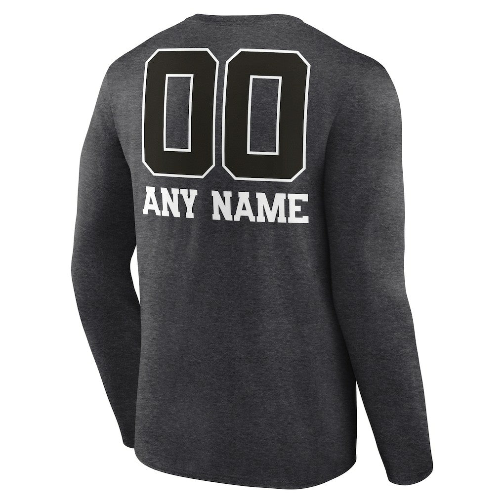 Chicago Bears Personalized Name & Number Monochrome Long Sleeve T-Shirt Charcoal