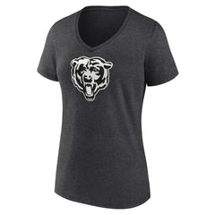 Chicago Bears Women's Personalized Name & Number Monochrome V-Neck Long Sleeve T-Shirt Charcoal