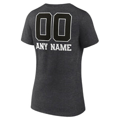 Chicago Bears Women's Personalized Name & Number Monochrome V-Neck Long Sleeve T-Shirt Charcoal