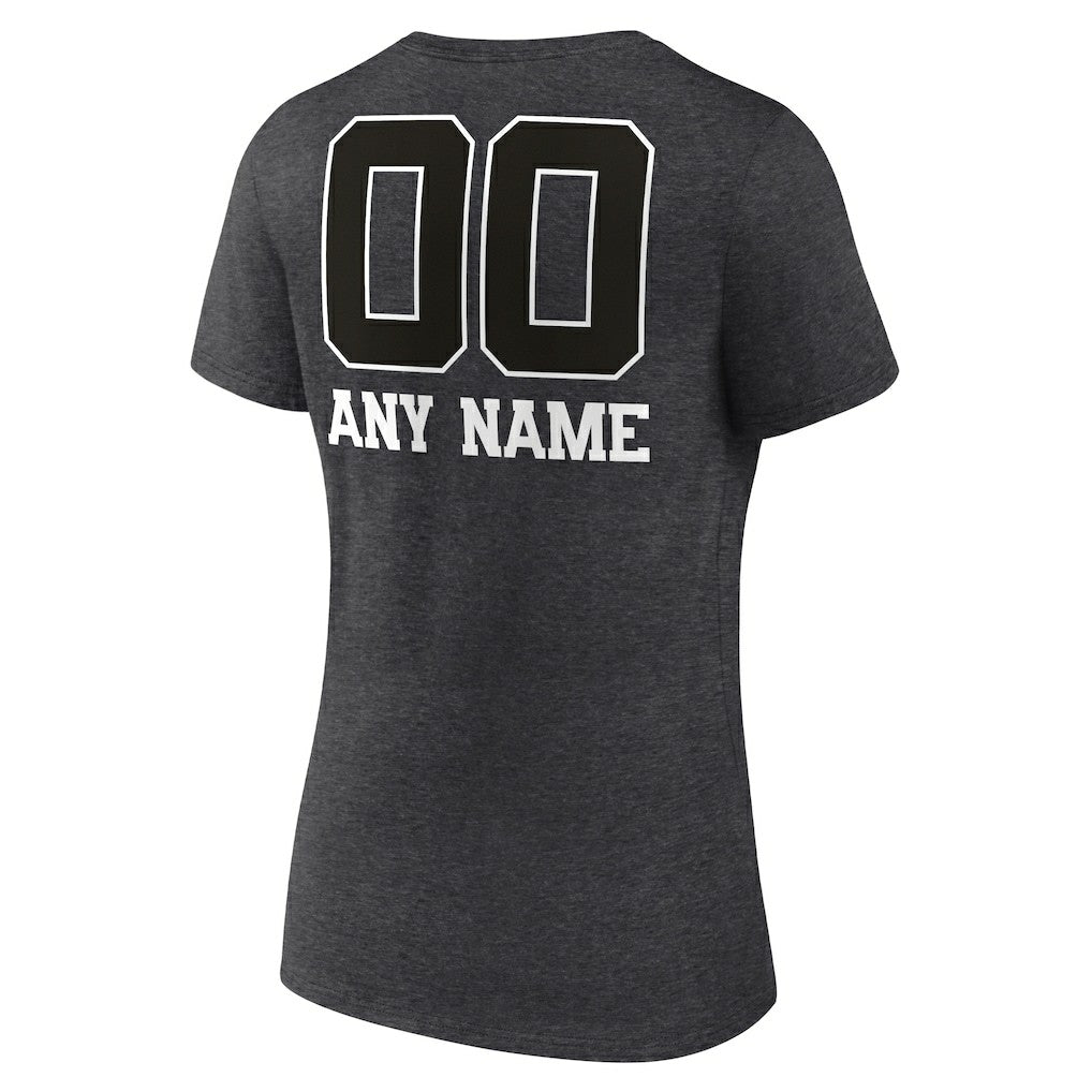 Cincinnati Bengals Women's Personalized Name & Number Monochrome V-Neck Long Sleeve T-Shirt Charcoal