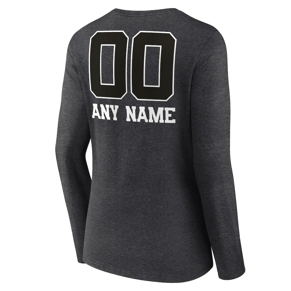 Cleveland Browns Women's Personalized Name & Number Monochrome V-neck T-Shirt Charcoal