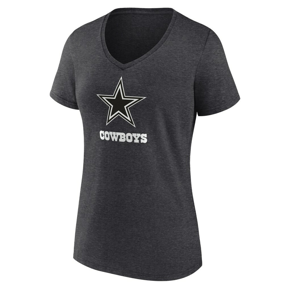 Dallas Cowboys Women's Personalized Name & Number Monochrome V-Neck Long Sleeve T-Shirt Charcoal
