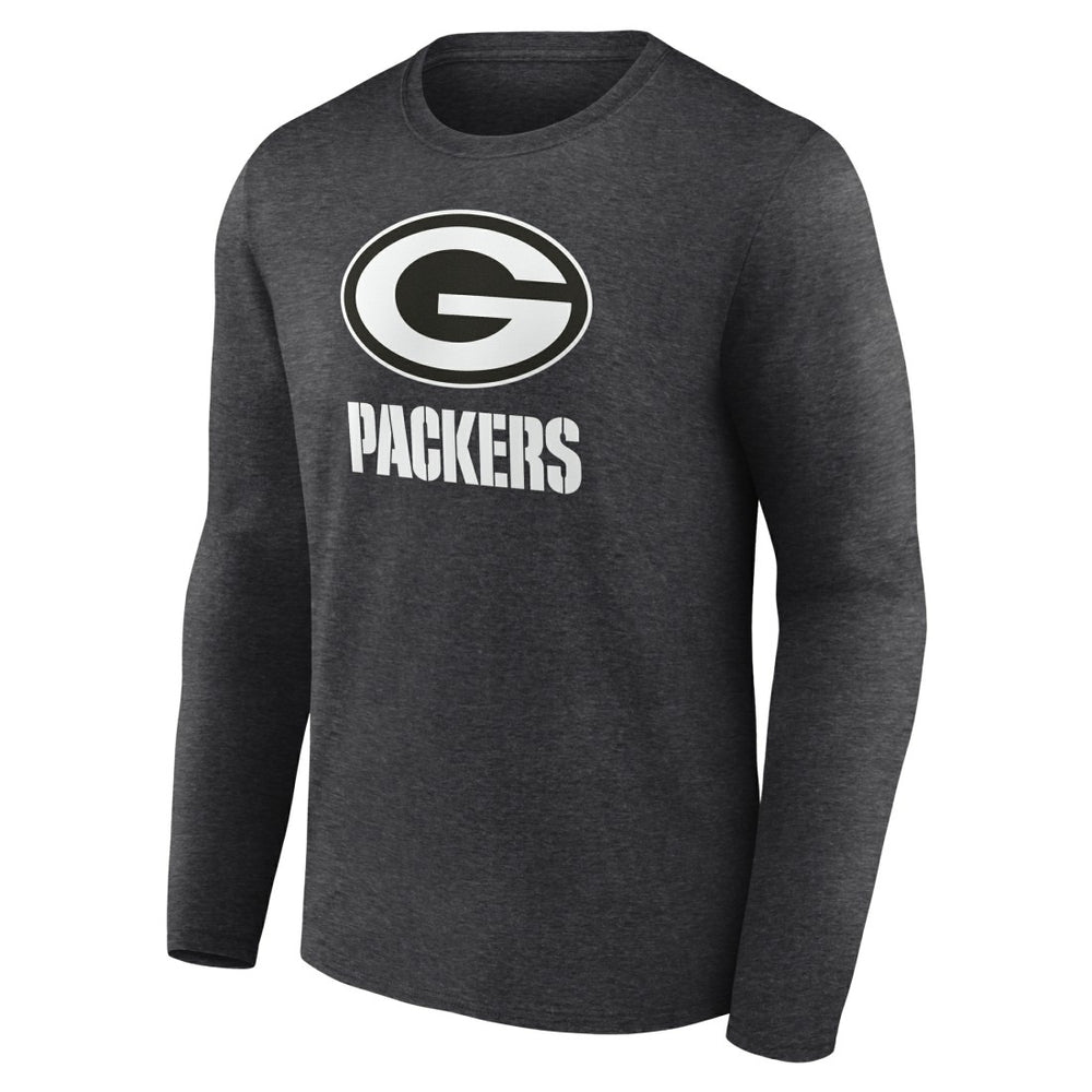 Green Bay Packers Personalized Name & Number Monochrome Long Sleeve T-Shirt Charcoal