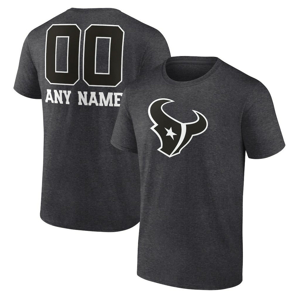 Houston Texans Personalized Name & Number Monochrome T-Shirt Charcoal