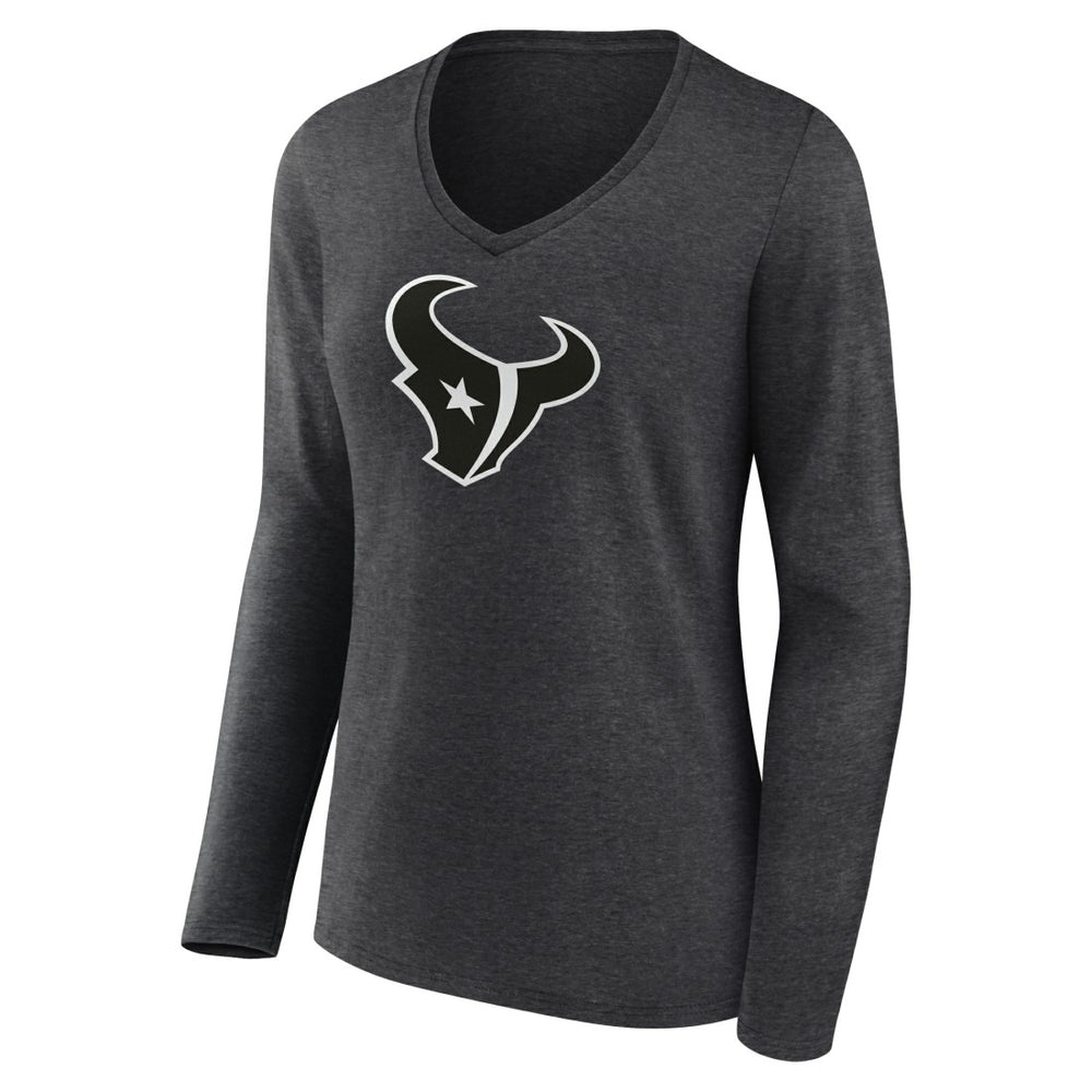 Houston Texans Women's Personalized Name & Number Monochrome V-neck T-Shirt Charcoal