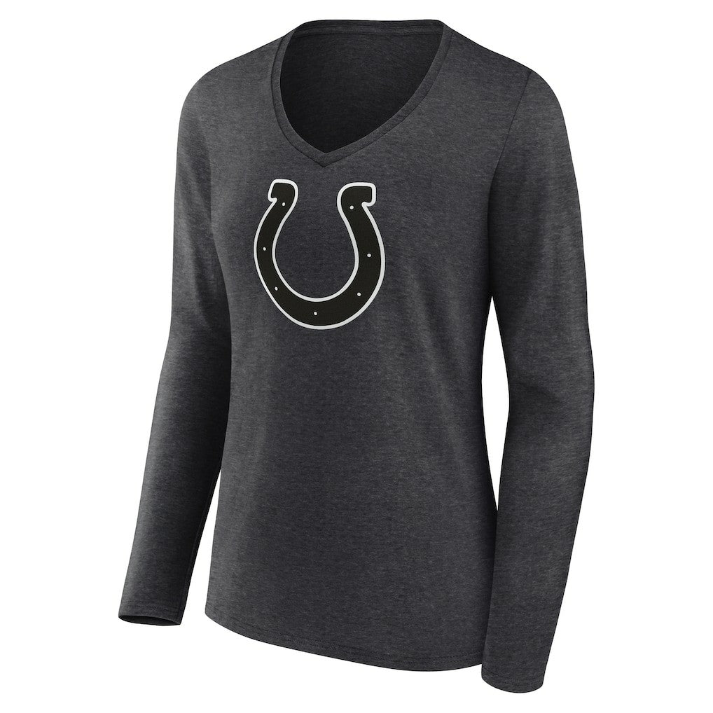 Indianapolis Colts Women's Personalized Name & Number Monochrome V-neck T-Shirt Charcoal