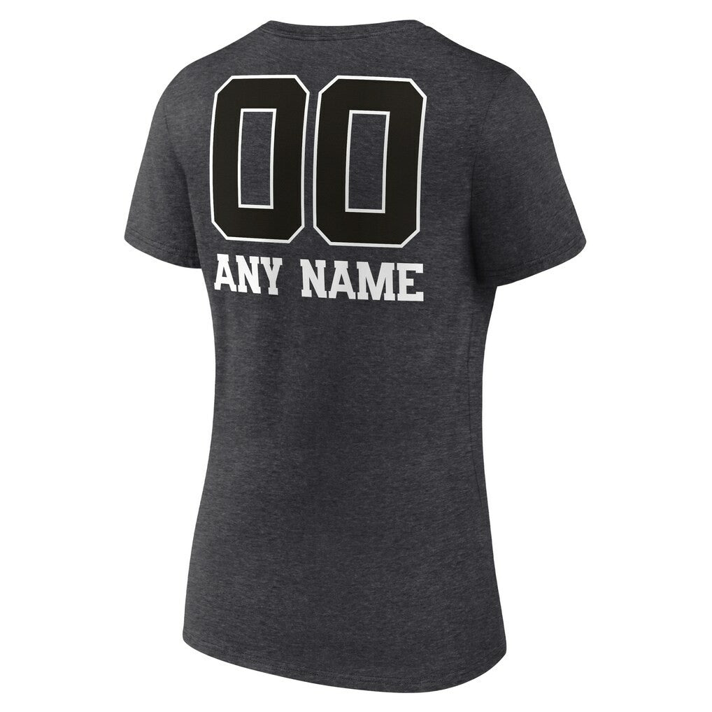 Indianapolis Colts Women's Personalized Name & Number Monochrome V-Neck Long Sleeve T-Shirt Charcoal